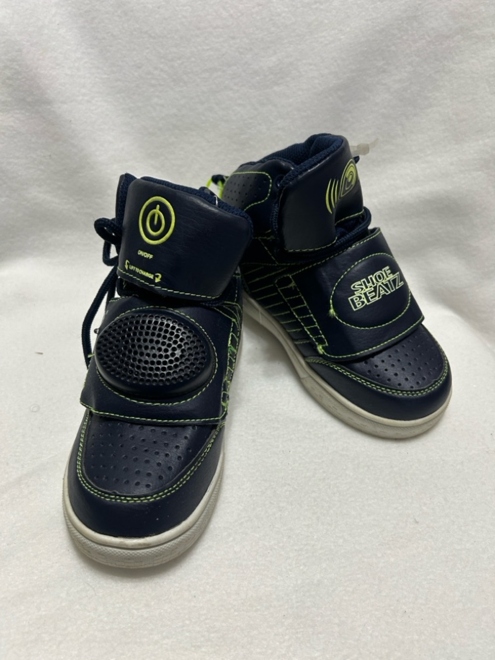 Kids Navy & Neon Green High-Top Sneakers